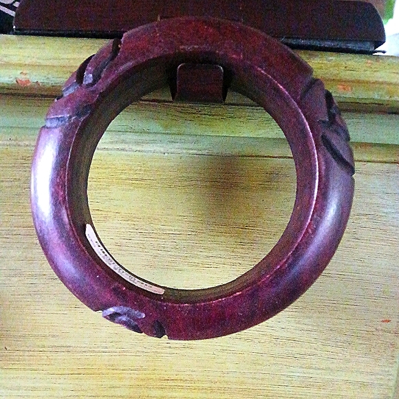 Ebony Wood Bangle Bracelet NEW Etched Engraved Designs - Picture 2 of 7